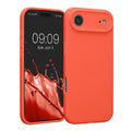 kwmobile Handyhülle kompatibel mit Apple iPhone Air Hülle - gummierte Handy Case aus Silikon in Neon Koralle Neon Koralle  