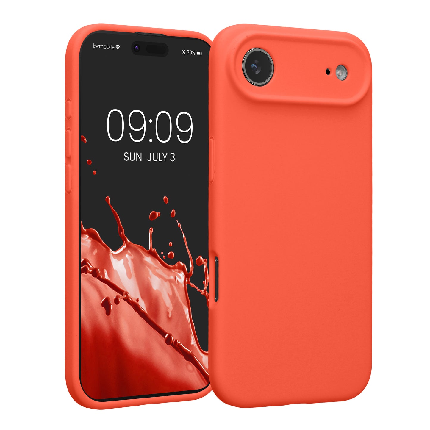 kwmobile Handyhülle kompatibel mit Apple iPhone Air Hülle - gummierte Handy Case aus Silikon in Neon Koralle Neon Koralle  