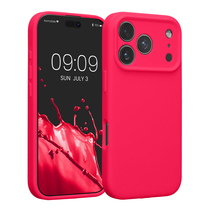 kwmobile Handyhülle kompatibel mit Apple iPhone 17 Pro Hülle - gummierte Handy Case aus Silikon in Neon Pink Neon Pink  