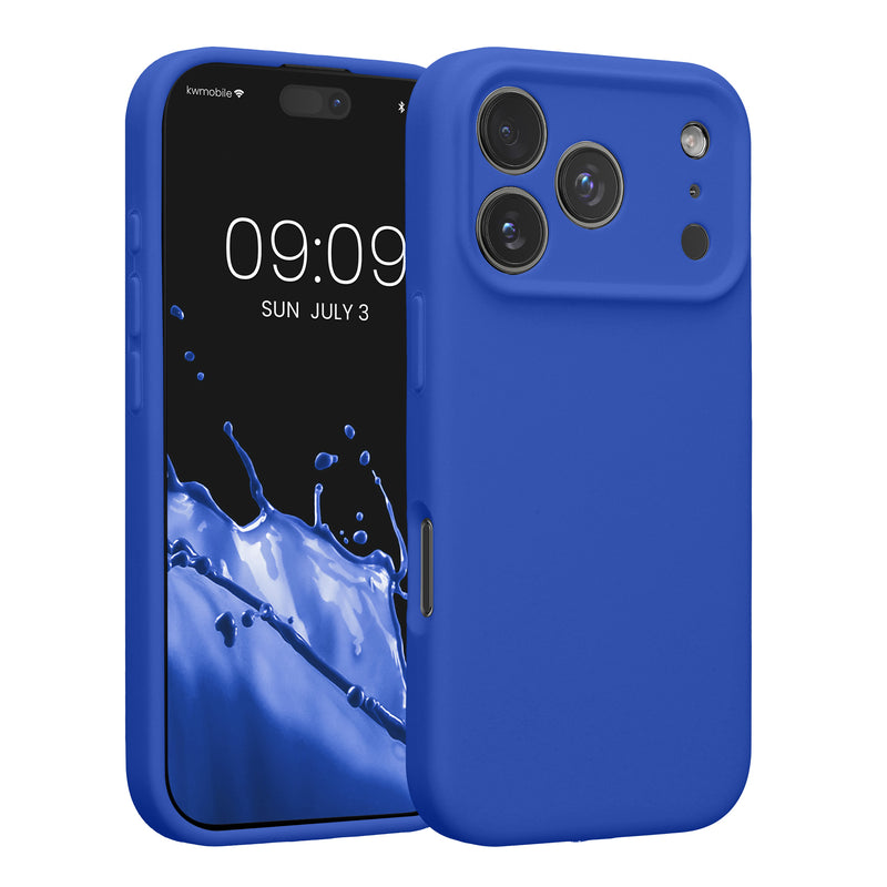 kwmobile Handyhülle kompatibel mit Apple iPhone 17 Pro Hülle - gummierte Handy Case aus Silikon in Baltik Blau Baltik Blau  