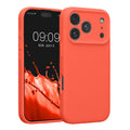 kwmobile Handyhülle kompatibel mit Apple iPhone 17 Pro Hülle - gummierte Handy Case aus Silikon in Neon Koralle Neon Koralle  