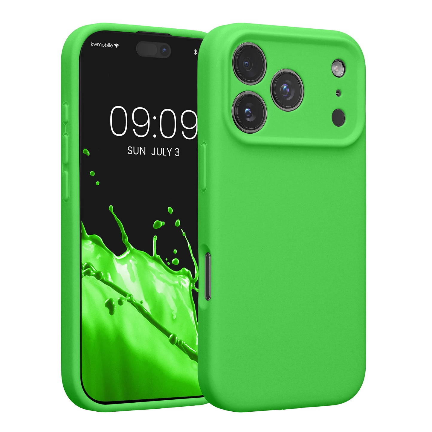 kwmobile Handyhülle kompatibel mit Apple iPhone 17 Pro Hülle - gummierte Handy Case aus Silikon in Limettengrün Limettengrün  