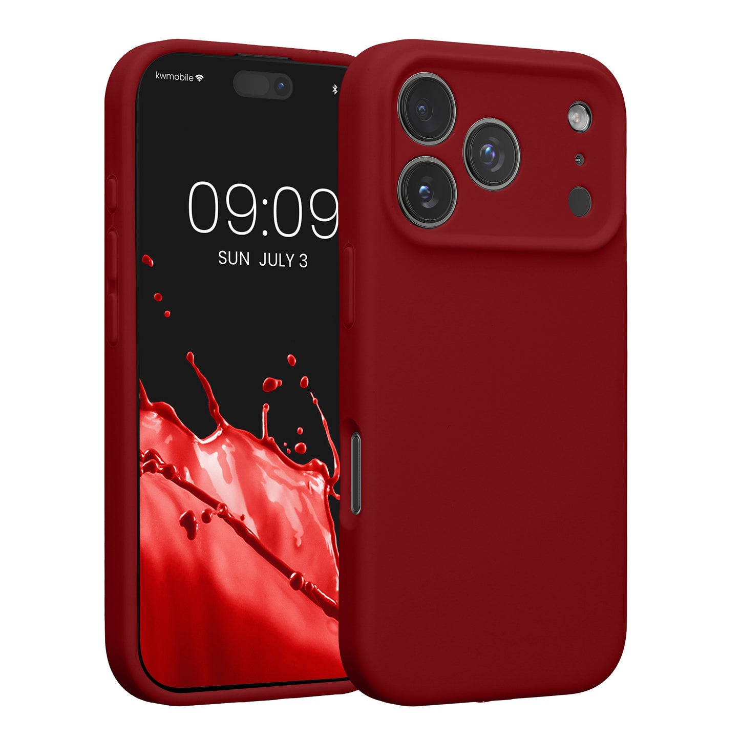kwmobile Handyhülle kompatibel mit Apple iPhone 17 Pro Hülle - gummierte Handy Case aus Silikon in Rhabarber Rot Rhabarber Rot  