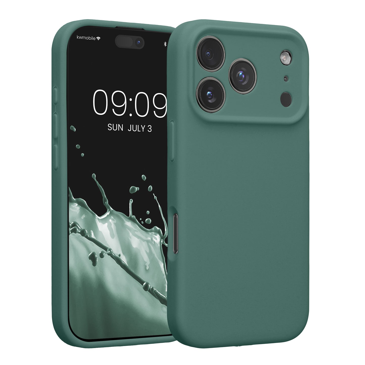 kwmobile Handyhülle kompatibel mit Apple iPhone 17 Pro Hülle - gummierte Handy Case aus Silikon in Tannengrün Tannengrün  