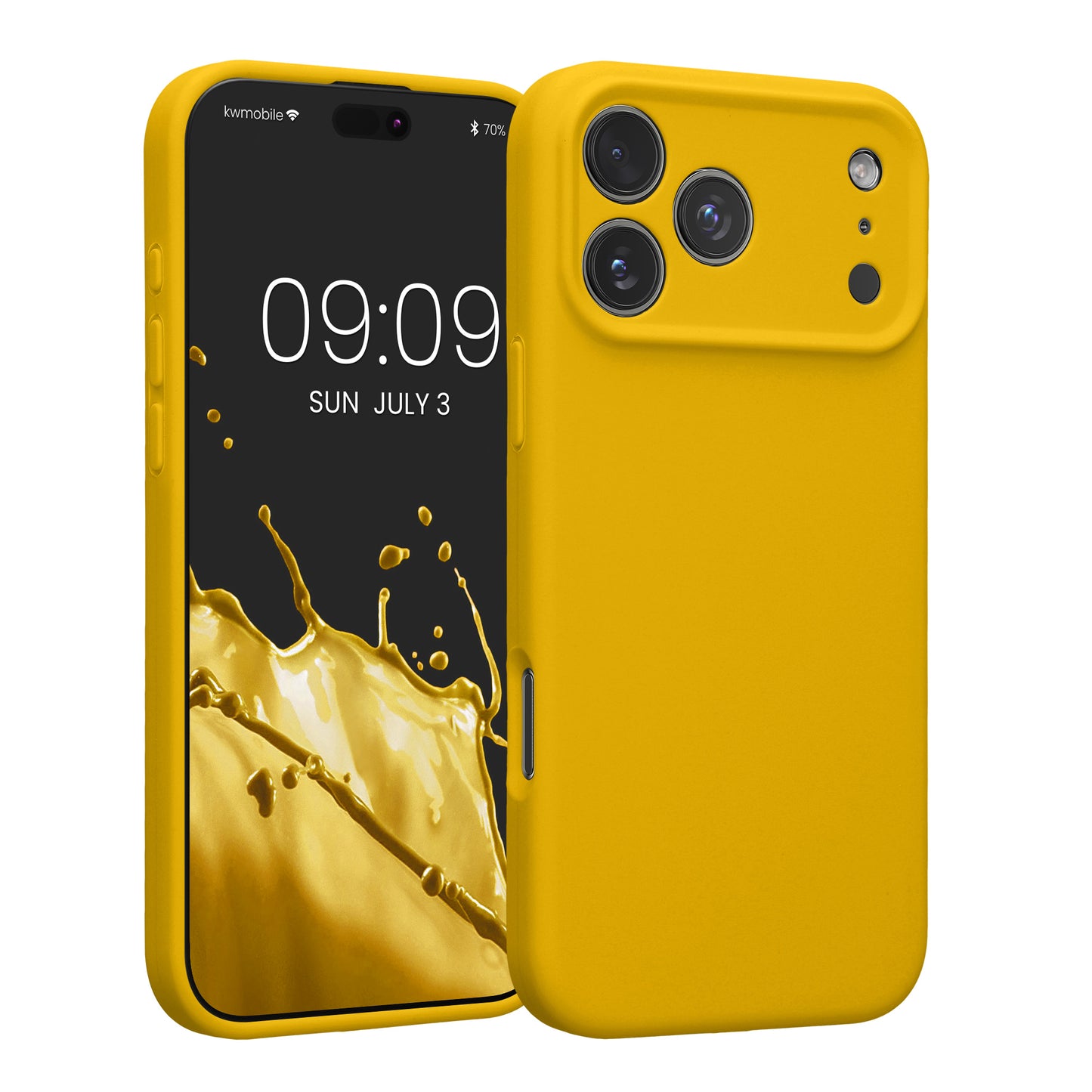 kwmobile Handyhülle kompatibel mit Apple iPhone 17 Pro Max Hülle - gummierte Handy Case aus Silikon in Strahlend Gelb Strahlend Gelb  