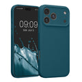 kwmobile Handyhülle kompatibel mit Apple iPhone 17 Pro Max Hülle - gummierte Handy Case aus Silikon in Petrol matt Petrol matt  