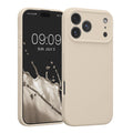 kwmobile Handyhülle kompatibel mit Apple iPhone 17 Pro Max Hülle - gummierte Handy Case aus Silikon in Creme Creme  