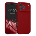 kwmobile Handyhülle kompatibel mit Apple iPhone 17 Pro Max Hülle - gummierte Handy Case aus Silikon in Rhabarber Rot Rhabarber Rot  
