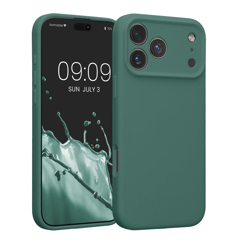 kwmobile Handyhülle kompatibel mit Apple iPhone 17 Pro Max Hülle - gummierte Handy Case aus Silikon in Tannengrün Tannengrün  
