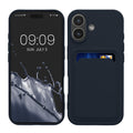 kwmobile Handyhülle kompatibel mit Apple iPhone 17 Hülle - Handy Cover mit Fach für Karten - in Dunkelblau Dunkelblau  