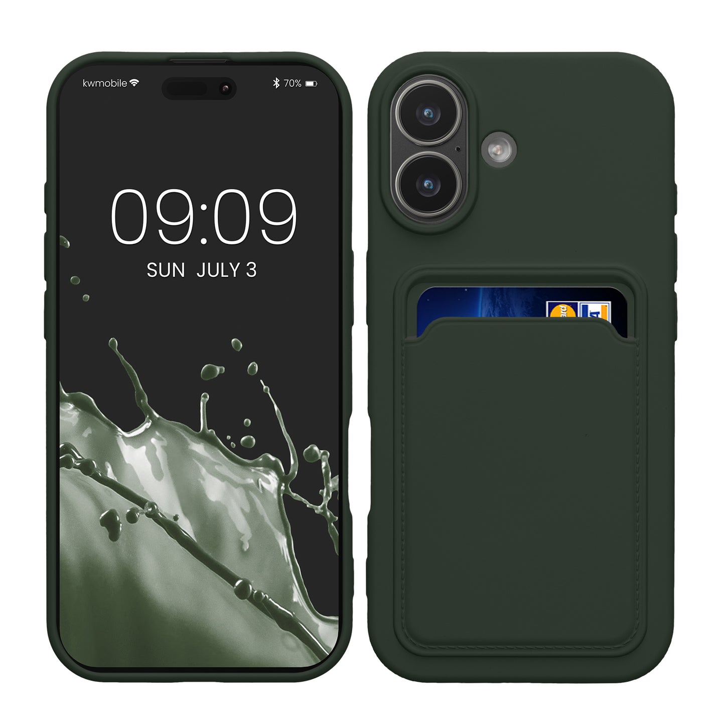 kwmobile Handyhülle kompatibel mit Apple iPhone 17 Hülle - Handy Cover mit Fach für Karten - in Dunkelgrün Dunkelgrün  