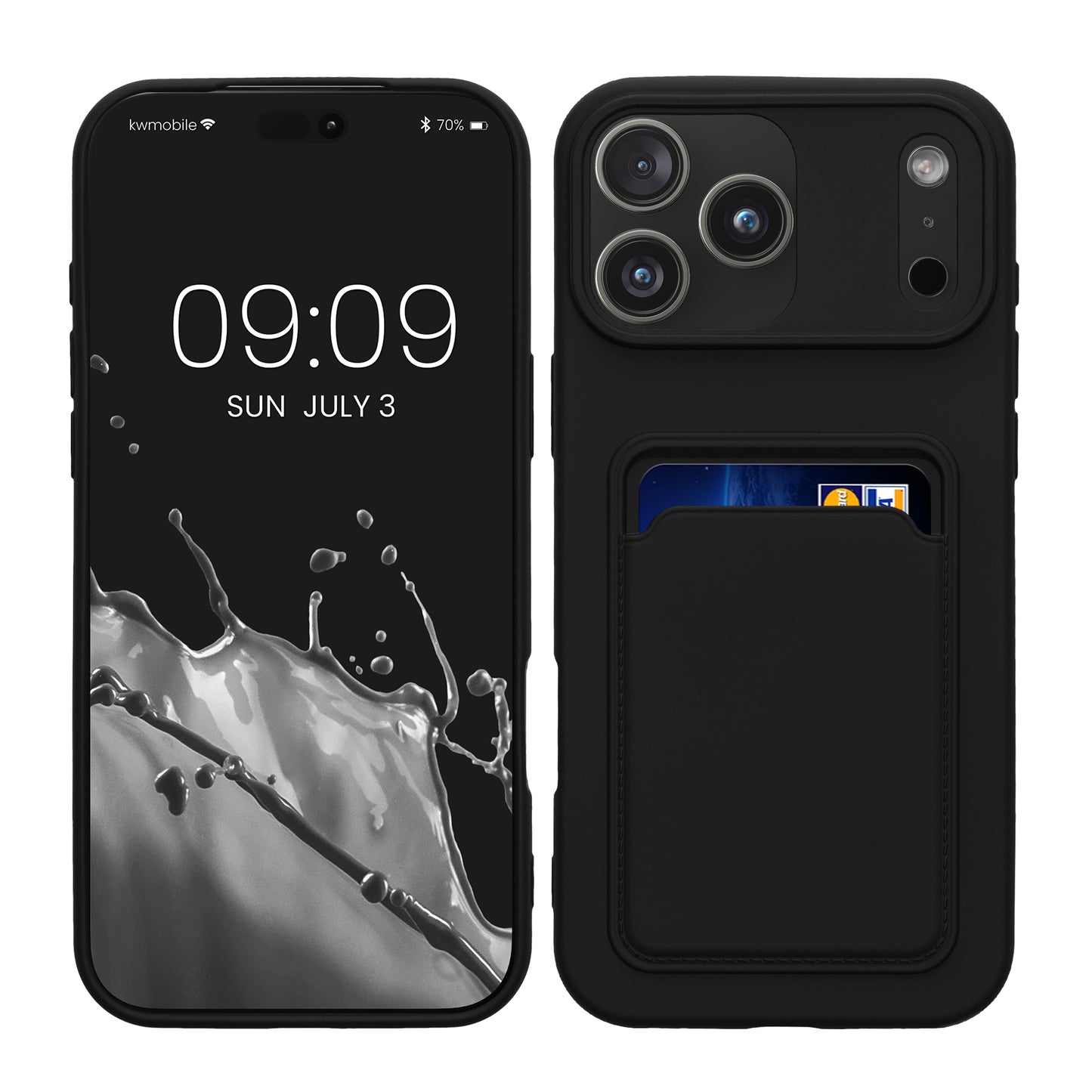 kwmobile Handyhülle kompatibel mit Apple iPhone 17 Pro Max Hülle - Handy Cover mit Fach für Karten - in Schwarz Schwarz  