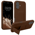 kwmobile Handyhülle kompatibel mit Apple iPhone 17 - Hülle mit Fingerhalter und Standfunktion - Silikon Case Handy Cover in Chocolate Chocolate  