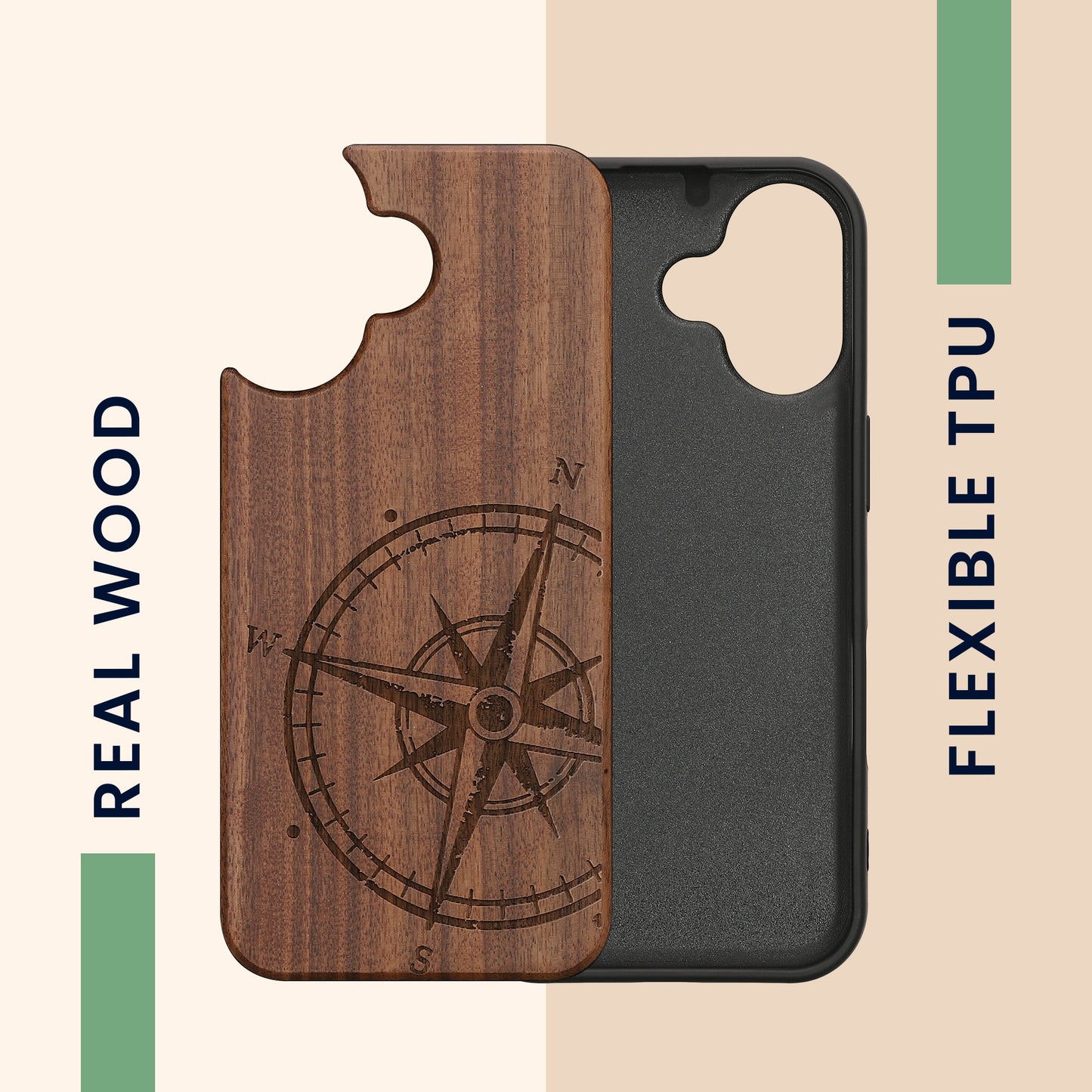 kwmobile Hülle kompatibel mit Apple iPhone 17 Hülle - Handy Cover - TPU Handyhülle Kompass Vintage