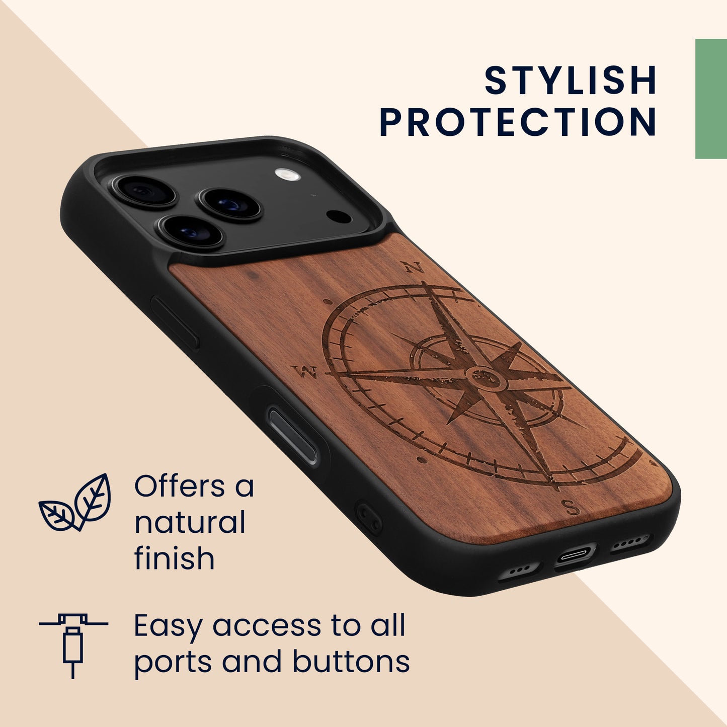 kwmobile Hülle kompatibel mit Apple iPhone 17 Pro Hülle - Handy Cover - TPU Handyhülle Kompass Vintage