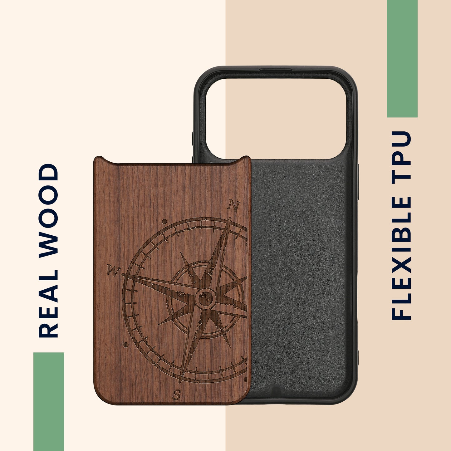kwmobile Hülle kompatibel mit Apple iPhone 17 Pro Max Handy Cover TPU Handyhülle Kompass Vintage