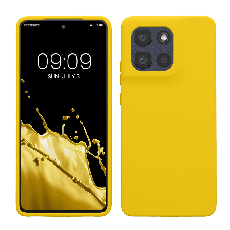 kwmobile Hülle kompatibel mit Motorola Moto G86 5G Hülle - Silikon Handy Case - Handyhülle weiche Oberfläche - kabelloses Laden - Strahlend Gelb Strahlend Gelb  