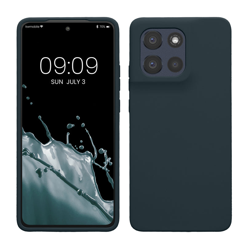 kwmobile Hülle kompatibel mit Motorola Moto G86 5G Hülle - Silikon Handy Case - Handyhülle weiche Oberfläche - kabelloses Laden - Dunkler Schiefer Dunkler Schiefer  