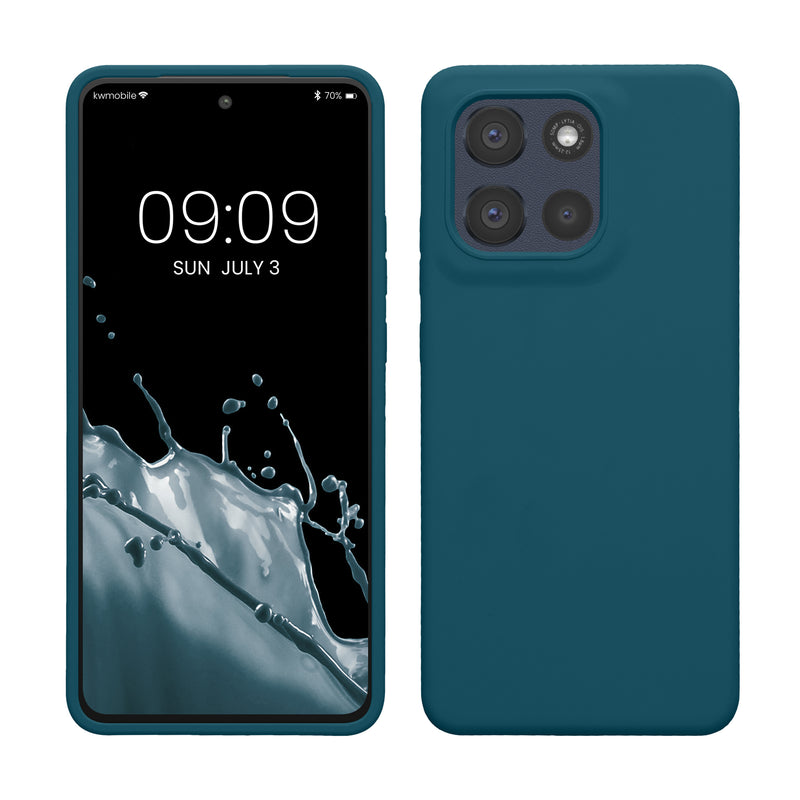 kwmobile Hülle kompatibel mit Motorola Moto G86 Power 5G Hülle - Silikon Handy Case - Handyhülle weiche Oberfläche - kabelloses Laden - Petrol matt Petrol matt  