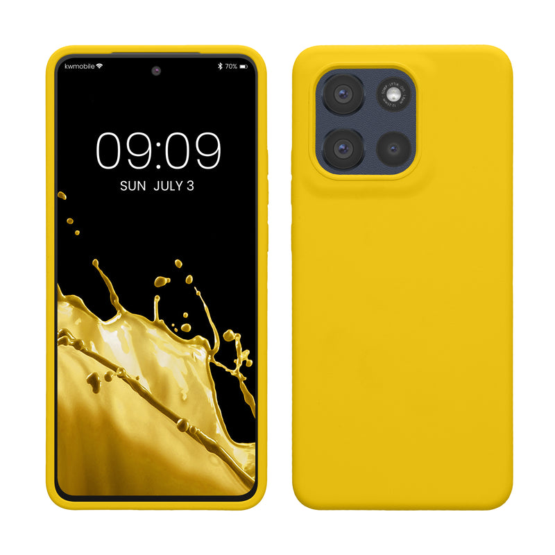 kwmobile Hülle kompatibel mit Motorola Moto G86 Power 5G Hülle - Silikon Handy Case - Handyhülle weiche Oberfläche - kabelloses Laden - Strahlend Gelb Strahlend Gelb  