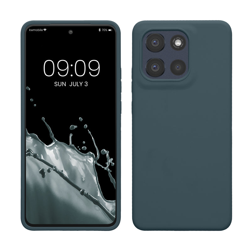 kwmobile Hülle kompatibel mit Motorola Moto G86 Power 5G Hülle - Silikon Handy Case - Handyhülle weiche Oberfläche - kabelloses Laden - Dunkler Schiefer Dunkler Schiefer  