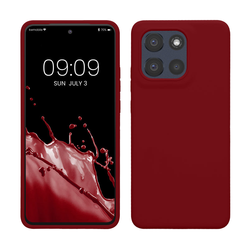 kwmobile Hülle kompatibel mit Motorola Moto G86 Power 5G Hülle - Silikon Handy Case - Handyhülle weiche Oberfläche - kabelloses Laden - Rhabarber Rot Rhabarber Rot  