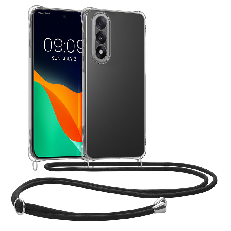 kwmobile Necklace Case kompatibel mit OnePlus Nord 5 Hülle - Silikon Cover mit Handykette - Band Handyhülle Schwarz Transparent Schwarz  