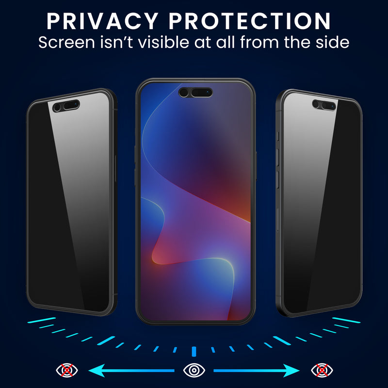 kwmobile Sichtschutz Schutzfolie für Apple iPhone 15 Pro Max Folie Displayschutz Privacy Screen Protector Sichtschutzfolie Handyfolie Displayfolie Blickschutzfolie