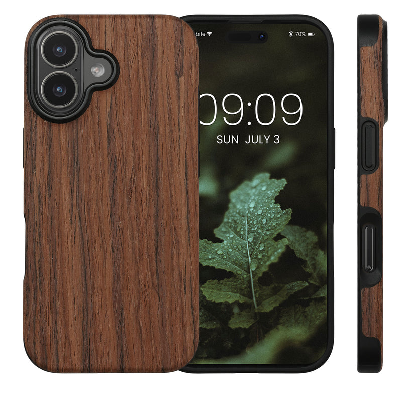 kwmobile Hülle kompatibel mit Apple iPhone 17 Backcover Cover Holz Maserung