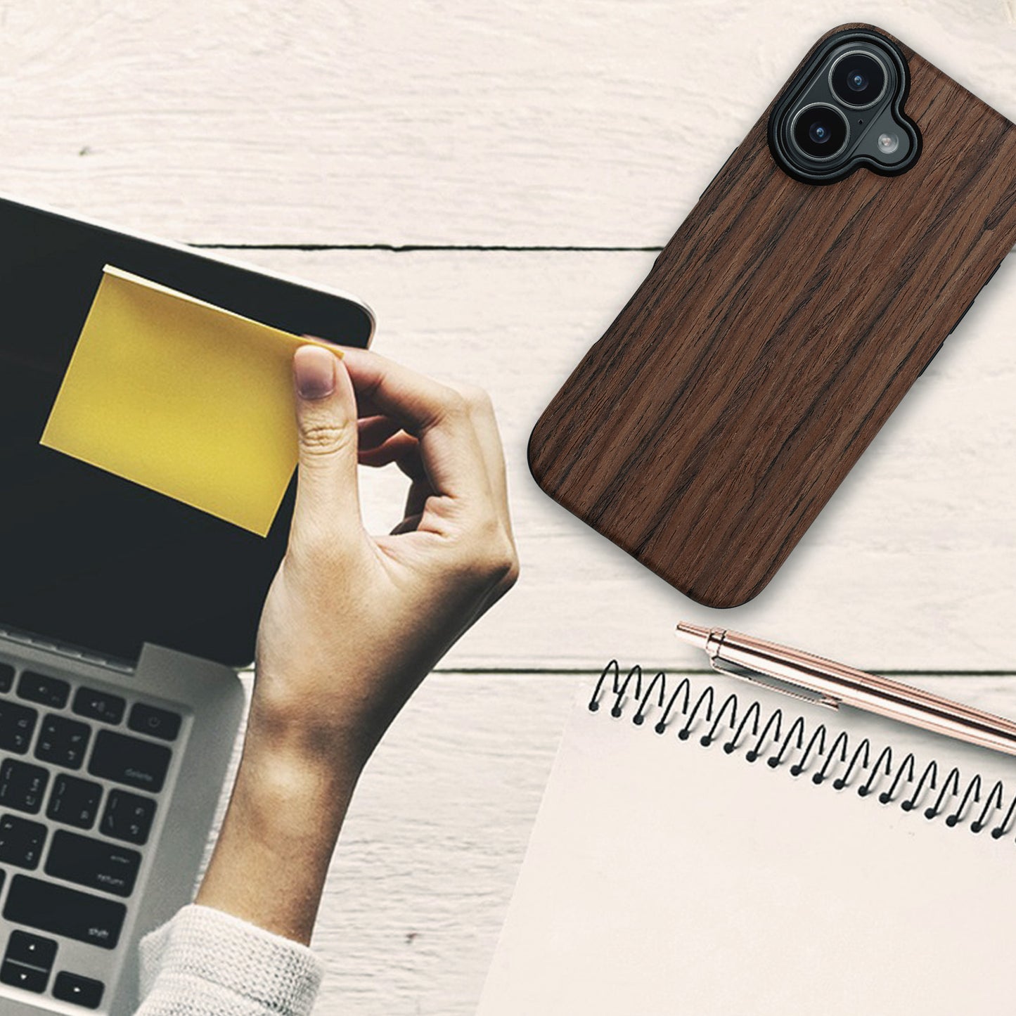 kwmobile Hülle kompatibel mit Apple iPhone 17 Backcover Cover Holz Maserung
