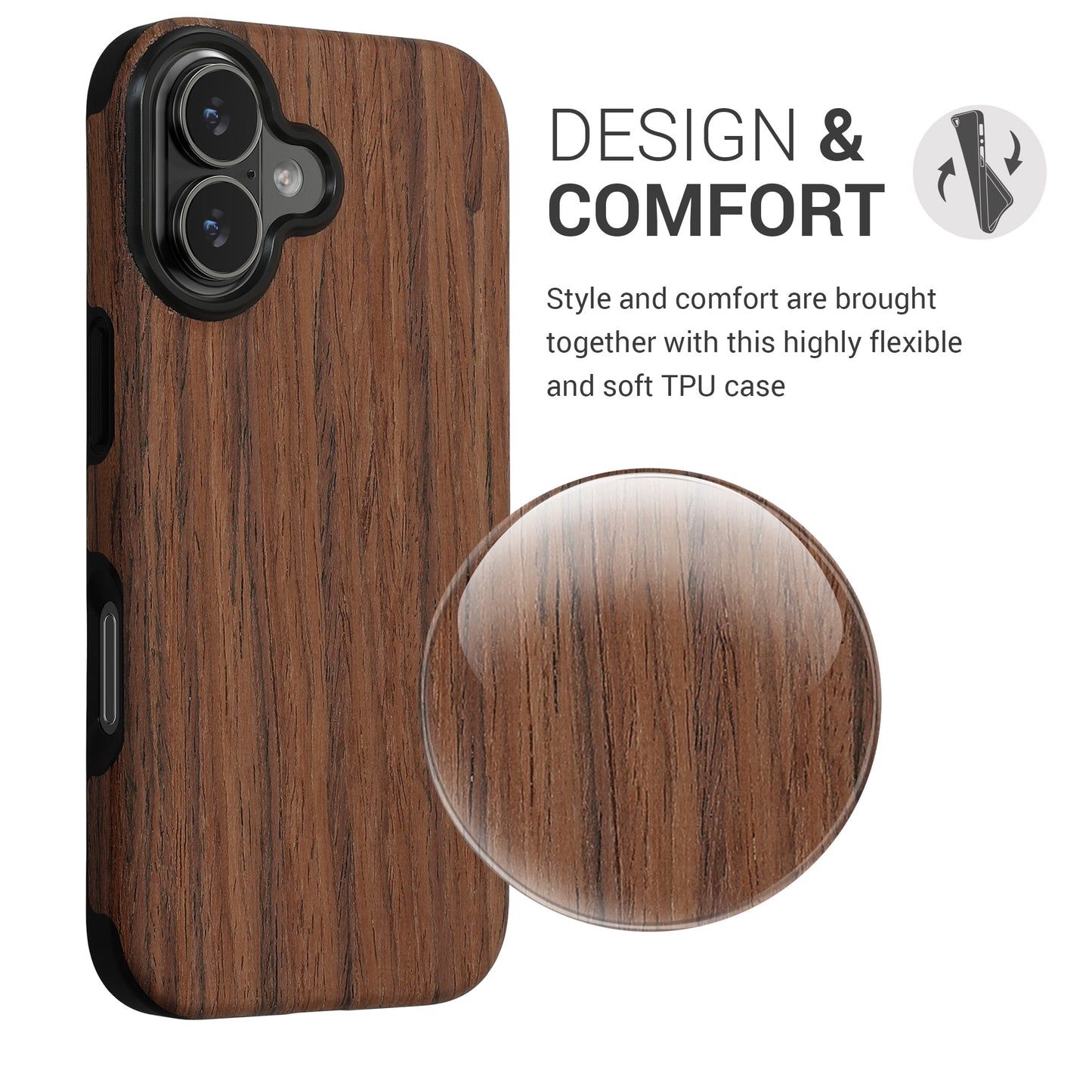 kwmobile Hülle kompatibel mit Apple iPhone 17 Backcover Cover Holz Maserung