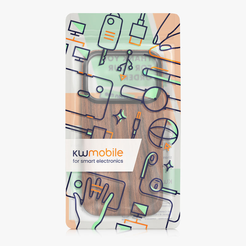 kwmobile Hülle kompatibel mit Apple iPhone 17 Pro Backcover Cover Holz Maserung