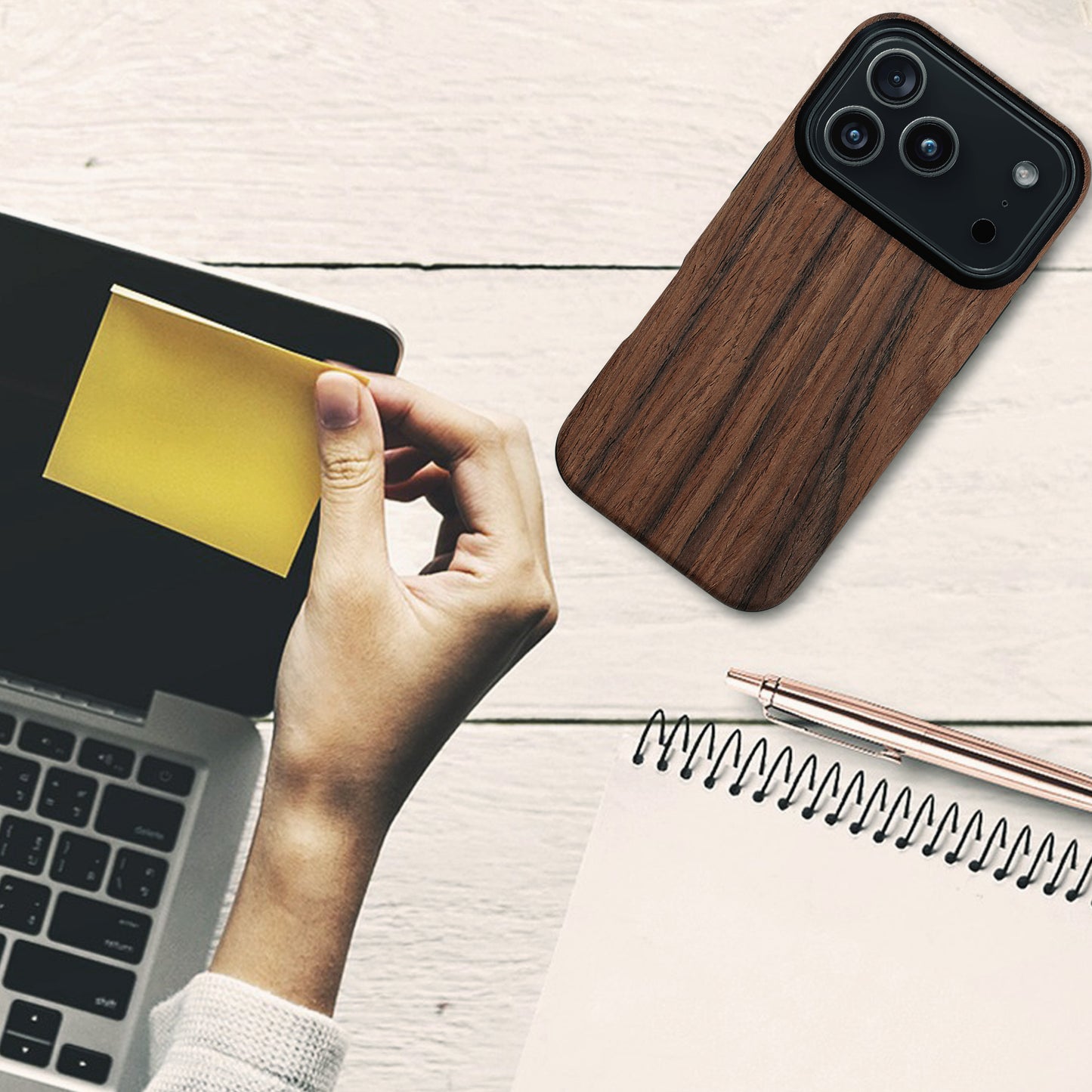 kwmobile Hülle kompatibel mit Apple iPhone 17 Pro Backcover Cover Holz Maserung