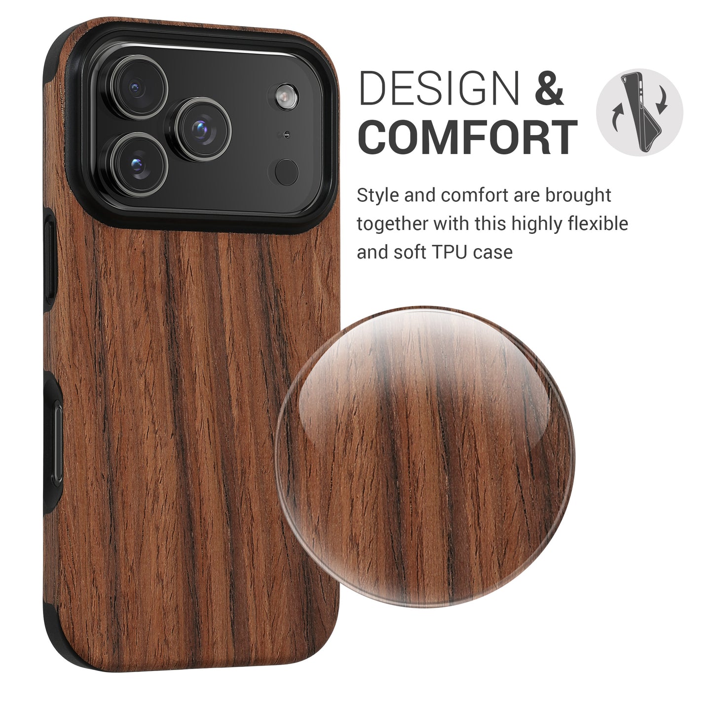 kwmobile Hülle kompatibel mit Apple iPhone 17 Pro Backcover Cover Holz Maserung