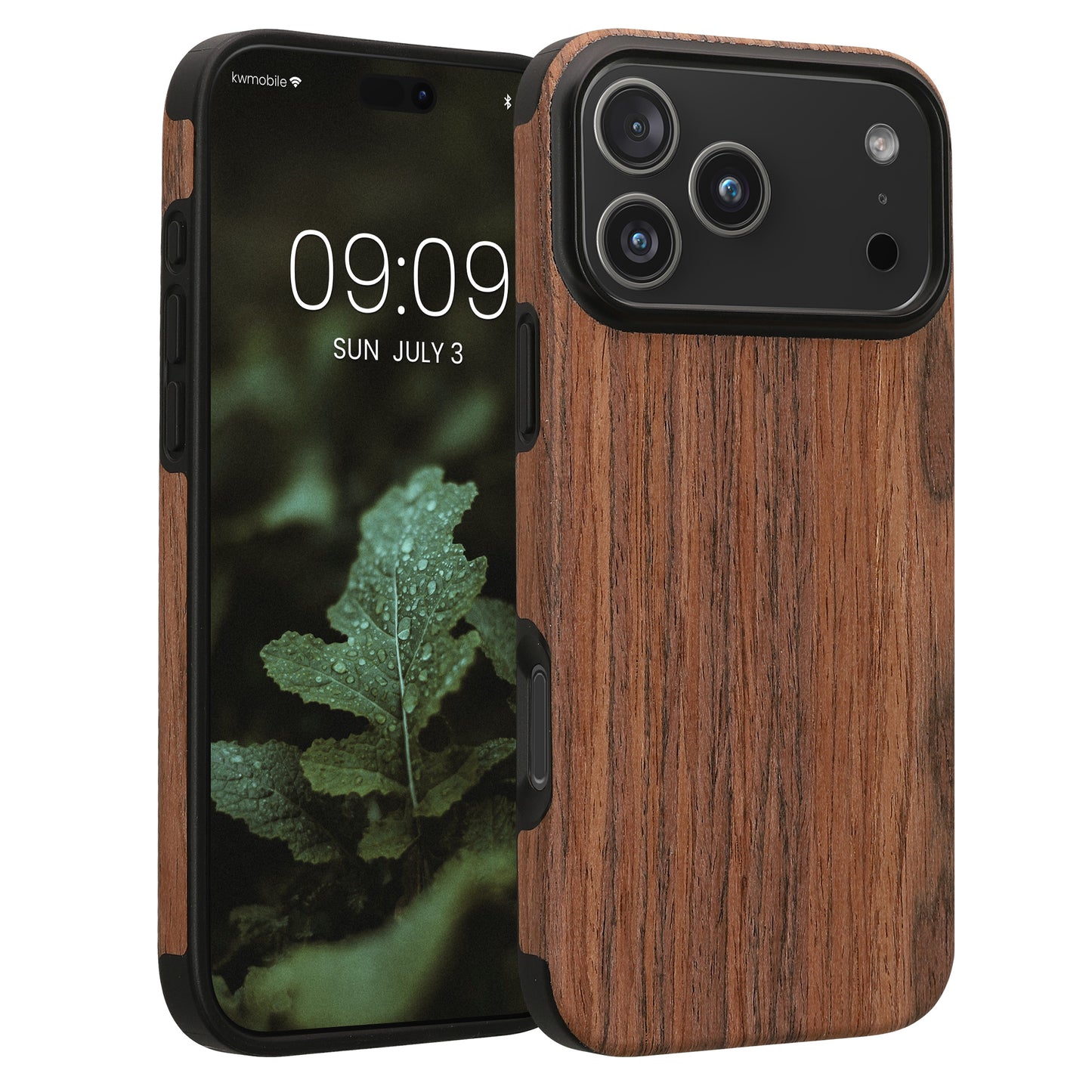 kwmobile Hülle kompatibel mit Apple iPhone 17 Pro Max - Holz TPU Case Handy Schutzhülle - Backcover Cover Holz Maserung Braun Braun  [dsg01]