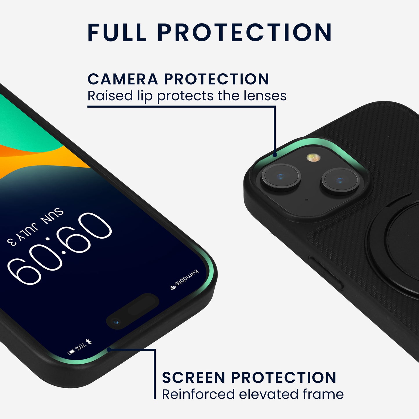 kwmobile Hülle für Apple iPhone 15 Handyhülle Case kompatibel mit MagSafe Cover mit Ringständer