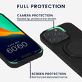 kwmobile Hülle für Apple iPhone 15 Pro Handyhülle Case kompatibel mit MagSafe Cover mit Ringständer Kunstleder Carbon Look