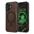kwmobile Hülle für Apple iPhone 16 Handyhülle - Cover aus Holz und TPU - Kompatibel mit MagSafe - Case in Dunkelbraun Schwarz Holz Dunkelbraun  