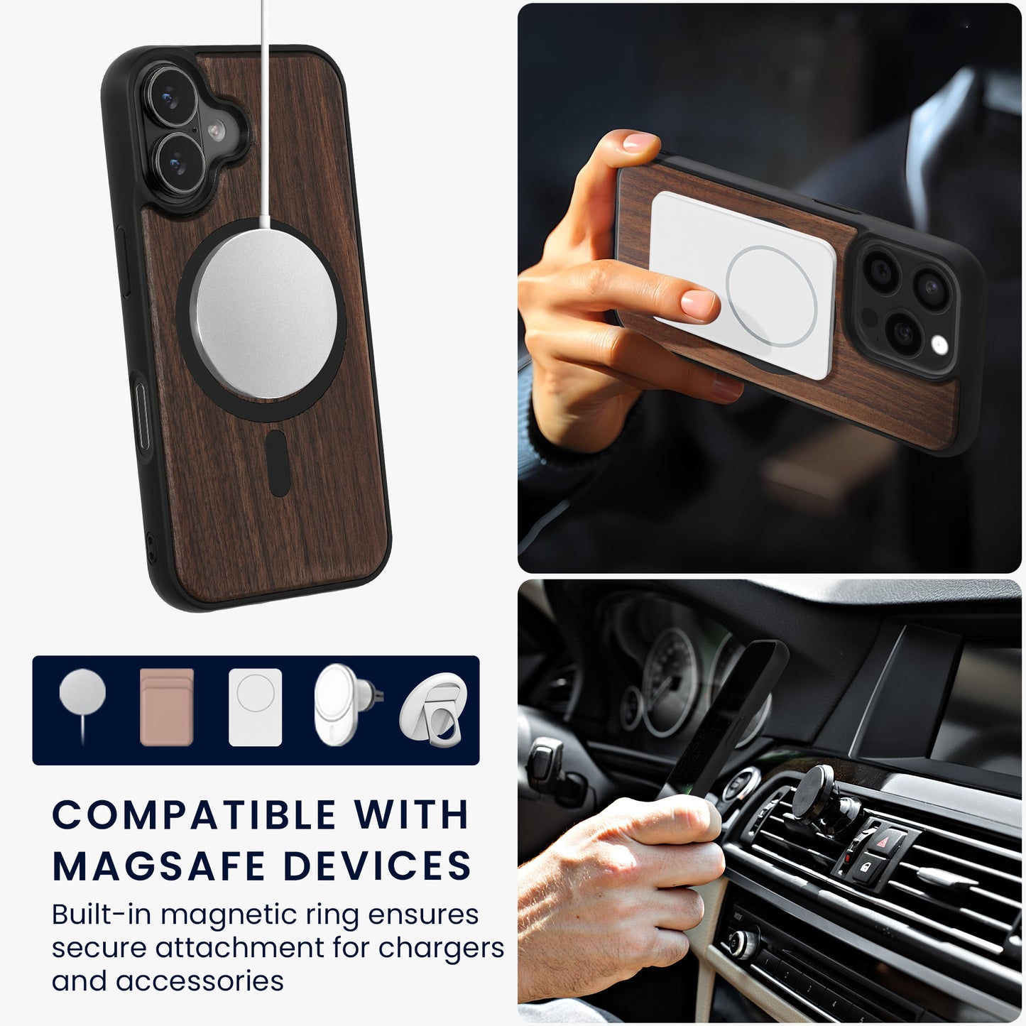 Hülle für Apple iPhone 16 Handyhülle - Holz TPU Cover