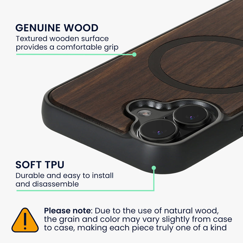 Hülle für Apple iPhone 16 Handyhülle - Holz TPU Cover