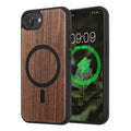 kwmobile Hülle für Apple iPhone 17e / iPhone 16e Handyhülle - Cover aus Holz und TPU - Kompatibel mit MagSafe - Case in Dunkelbraun Schwarz Walnussholz Dunkelbraun  
