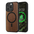 kwmobile Hülle für Apple iPhone 16 Pro Handyhülle - Cover aus Holz und TPU - Kompatibel mit MagSafe - Case in Dunkelbraun Schwarz Holz Dunkelbraun  
