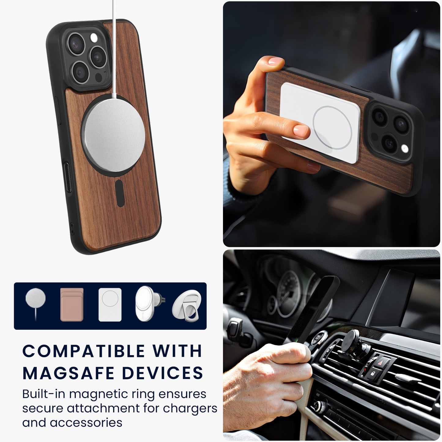 kwmobile Hülle für Apple iPhone 16 Pro Handyhülle - Cover aus TPU - Kompatibel mit MagSafe - Case in Schwarz