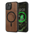kwmobile Hülle für Apple iPhone 15 Handyhülle - Cover aus Holz und TPU - Kompatibel mit MagSafe - Case in Dunkelbraun Schwarz Holz Dunkelbraun  