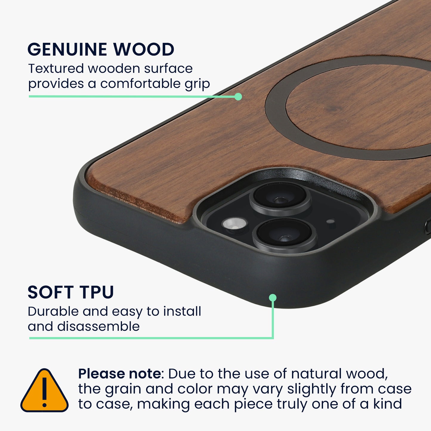Hülle für Apple iPhone 15 Handyhülle - Holz TPU Cover