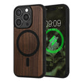kwmobile Hülle für Apple iPhone 15 Pro Handyhülle - Cover aus Holz und TPU - Kompatibel mit MagSafe - Case in Dunkelbraun Schwarz Holz Dunkelbraun  
