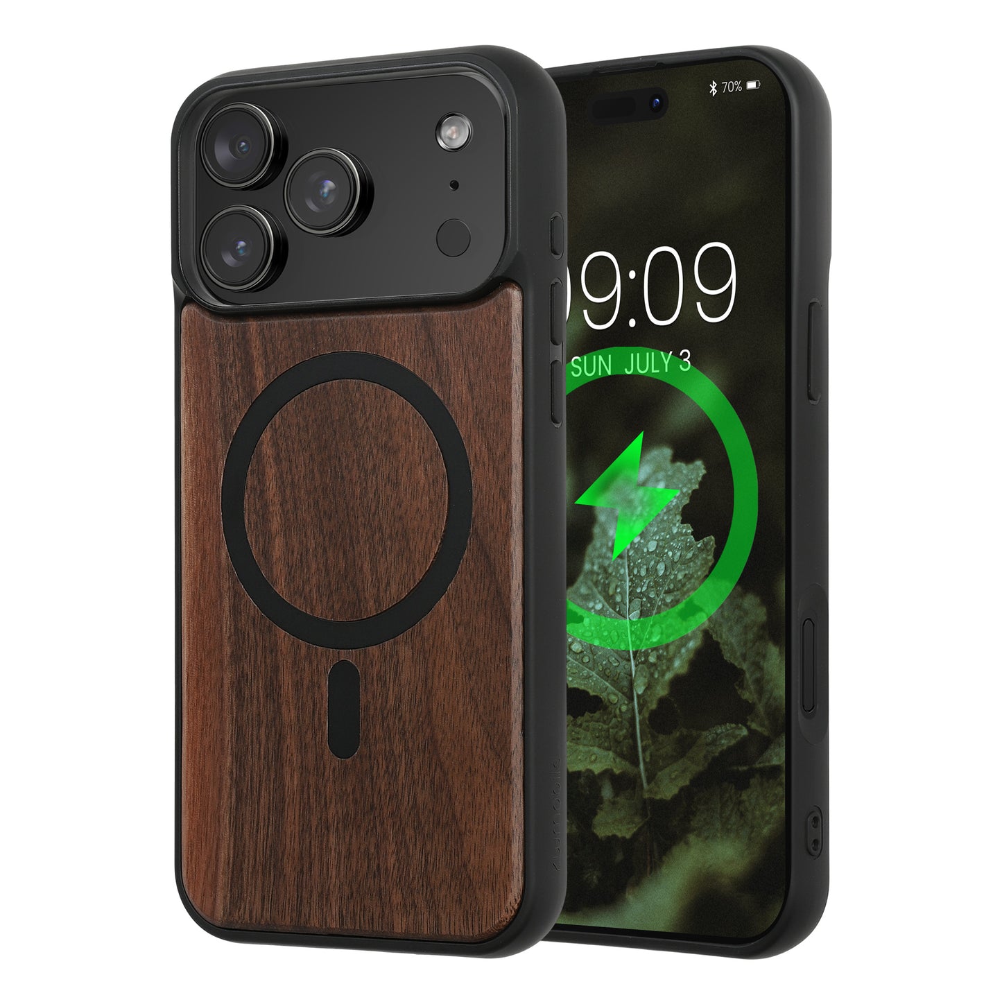 kwmobile Hülle für Apple iPhone 17 Pro Max Handyhülle - Cover aus Holz und TPU - Kompatibel mit MagSafe - Case in Dunkelbraun Schwarz Holz Dunkelbraun  