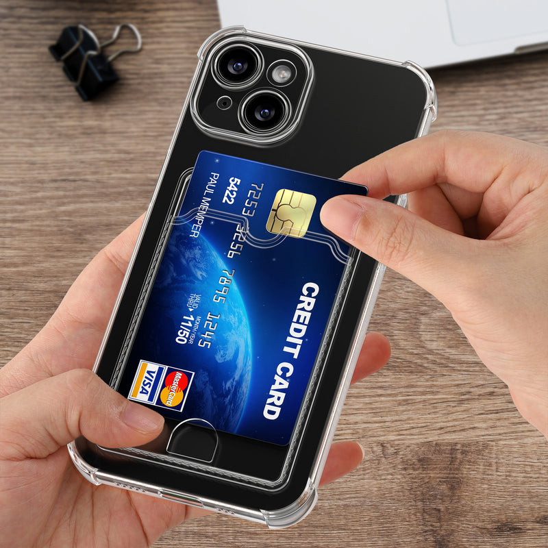 kwmobile Hülle mit Kartenfach kompatibel mit Apple iPhone 15 - Soft Case - Schutzhülle