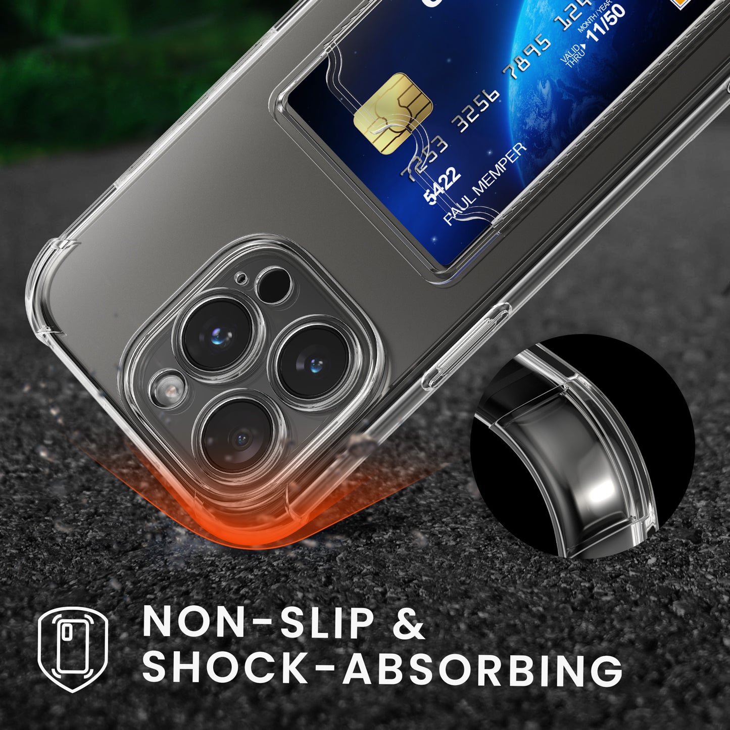 kwmobile Hülle mit Kartenfach kompatibel mit Apple iPhone 15 Pro Max Soft Case Schutzhülle