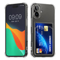 kwmobile Hülle mit Kartenfach kompatibel mit Apple iPhone 16 - Handyhülle iPhone 16 mit Kartenfach - Soft Case - Schutzhülle